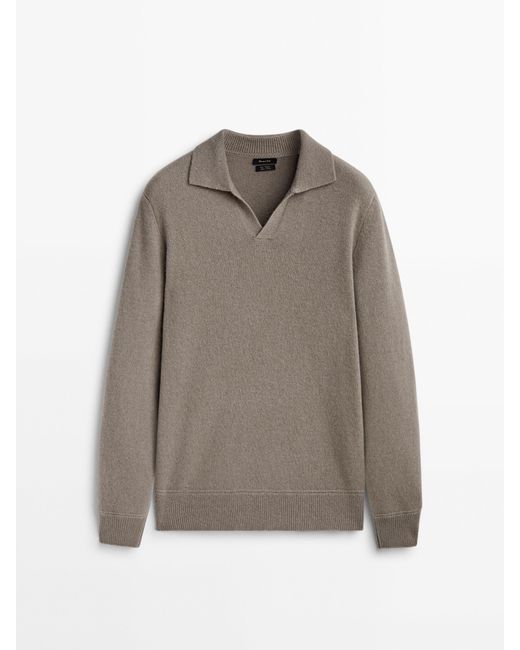 MASSIMO DUTTI Wool Blend Polo Sweater in Gray for Men Lyst