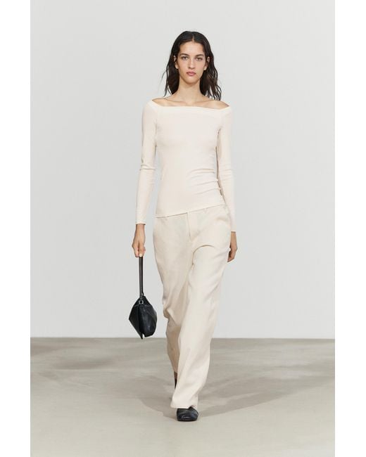 MASSIMO DUTTI Natural Stretch Long Sleeve Top