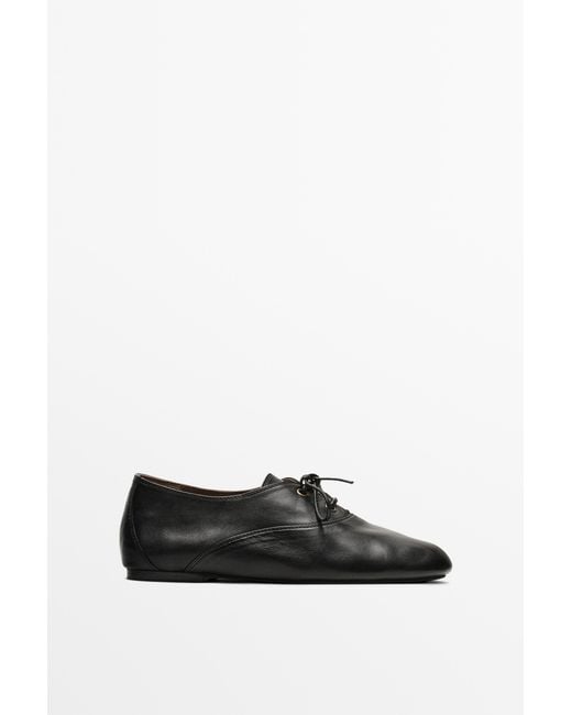 MASSIMO DUTTI White Soft Leather Lace-Up Shoe