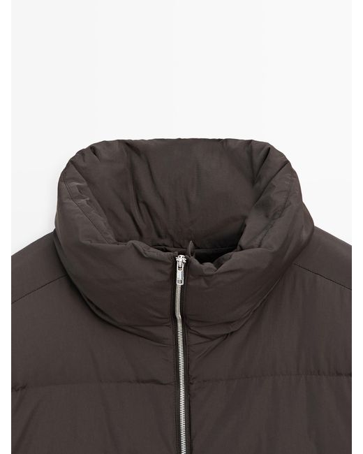 MASSIMO DUTTI Black Water-Repellent Quilted Down Feather Jacket