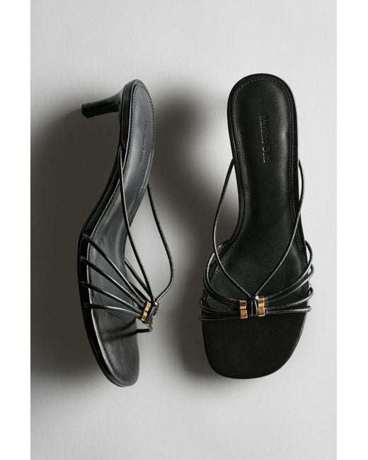 MASSIMO DUTTI Gray Strappy Heeled Sandals With Embellished Detail