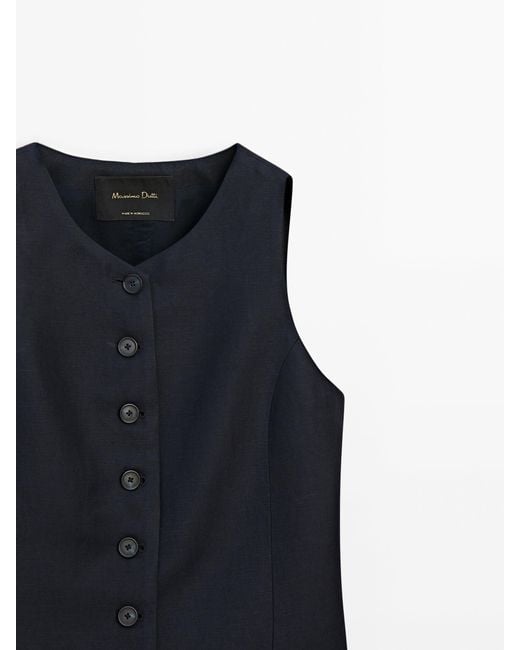 MASSIMO DUTTI Blue Buttoned Co-Ord Waistcoat