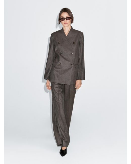 MASSIMO DUTTI Gray Melange Wool Suit Trousers