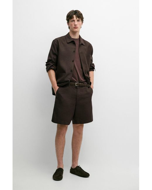 MASSIMO DUTTI Brown Total Look 100% Linen Bermuda Shorts for men