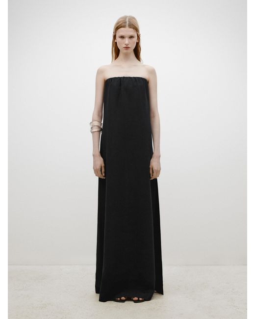 MASSIMO DUTTI Long Strapless Dress in White | Lyst UK