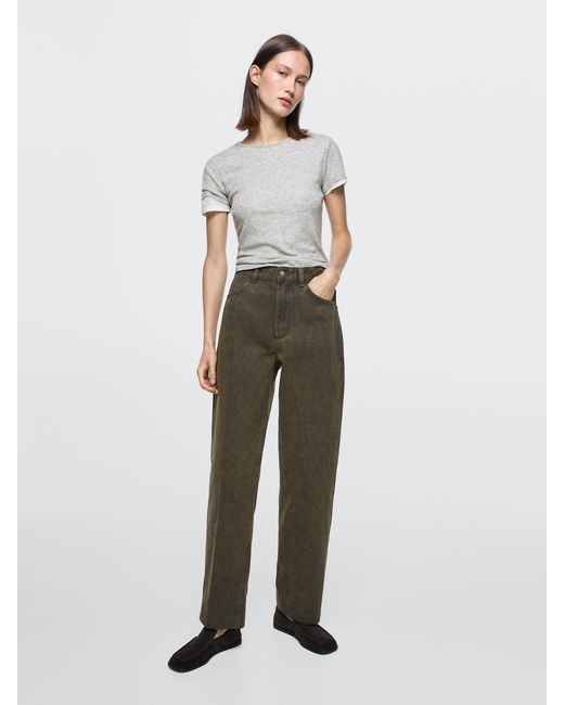 MASSIMO DUTTI White Mid-Waist Balloon Fit Jeans