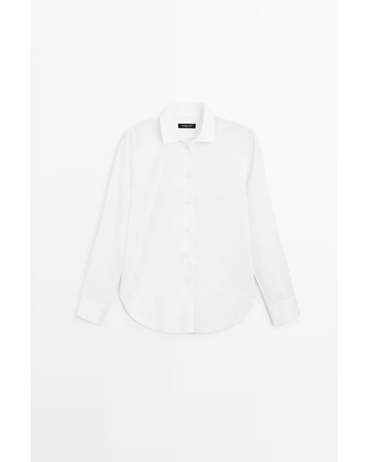 MASSIMO DUTTI Soepelvallende Lyocell Blouse in het White