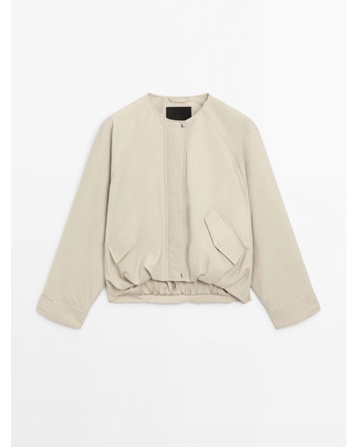 MASSIMO DUTTI Natural Bomber Jacket With Voluminous Back