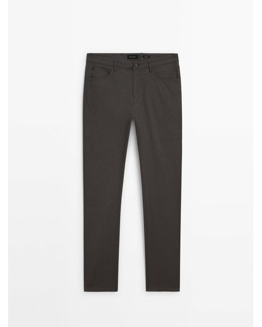 MASSIMO DUTTI Gray Slim Fit Denim Trousers for men