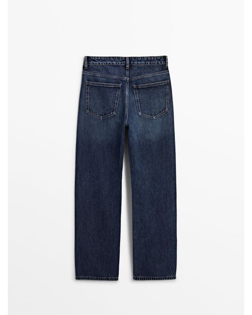MASSIMO DUTTI Blue Mid-Rise Wide-Leg Full Length Jeans