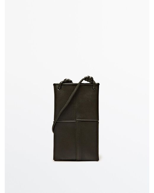 MASSIMO DUTTI Nappa Leather Mini Crossbody Bag With Seam Details in