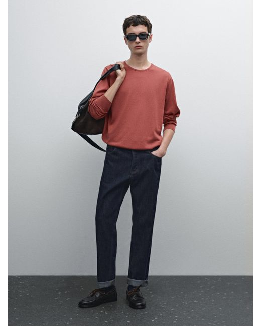 MASSIMO DUTTI Strickpullover Aus Baumwollmischgewebe in Orange für Herren