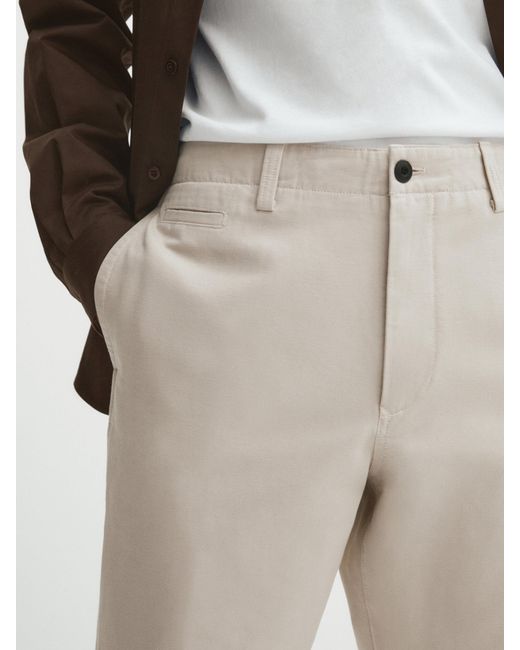 MASSIMO DUTTI White Straight-Leg Canvas Chino Trousers for men