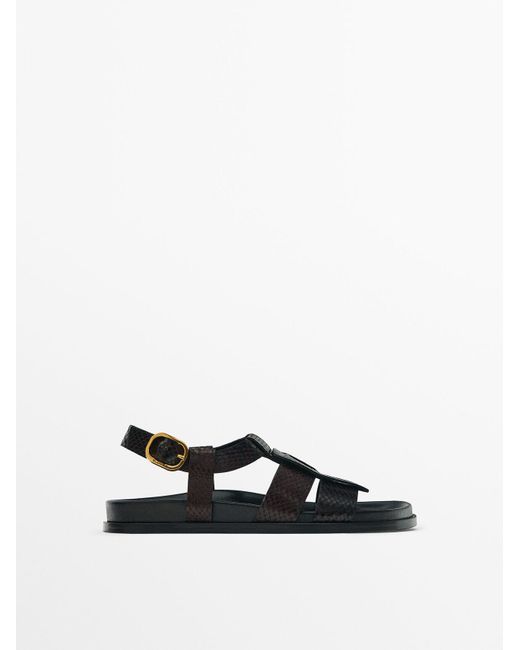 MASSIMO DUTTI White Flat Sandals With Wide Straps