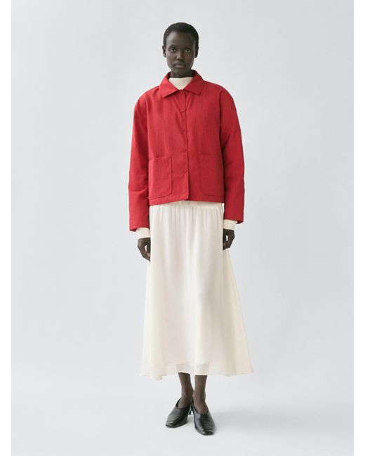 MASSIMO DUTTI Red Short Puffer Jacket With Pocket