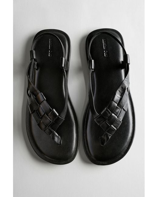 MASSIMO DUTTI White Flat Woven Leather Sandals