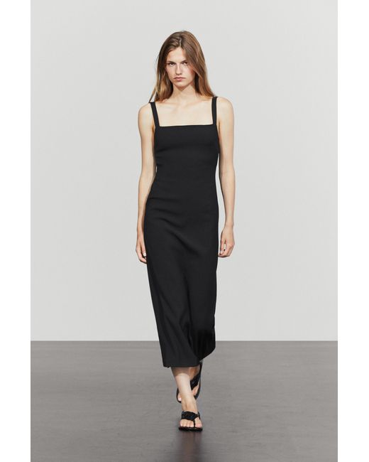 MASSIMO DUTTI Black Strappy Midi Dress