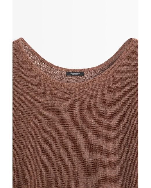 MASSIMO DUTTI Brown Cotton Knit Belted Sweater