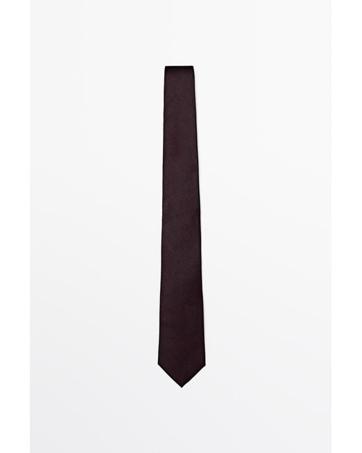 MASSIMO DUTTI Blue 100% Silk Textured Tie for men