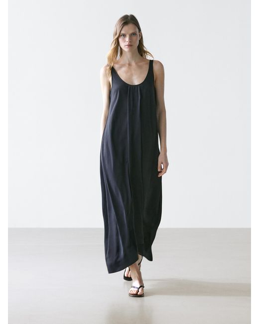 MASSIMO DUTTI White Flowy Flared Strap Dress