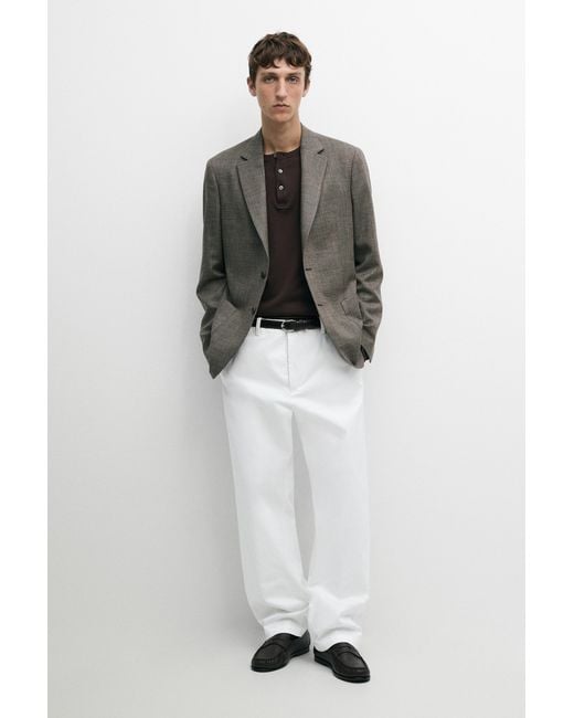 MASSIMO DUTTI Multicolor Tailored 100% Wool Check Blazer for men