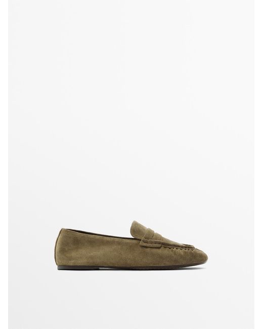 MASSIMO DUTTI Multicolor Soft Split Suede Leather Loafer