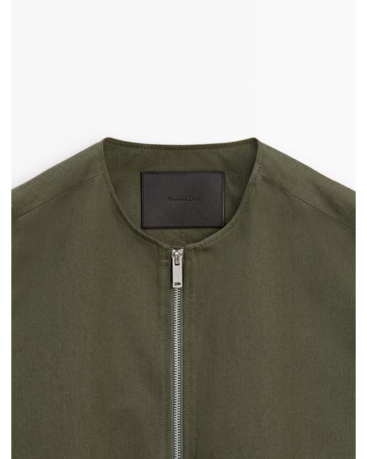 MASSIMO DUTTI Green Voluminous Vest With Zip