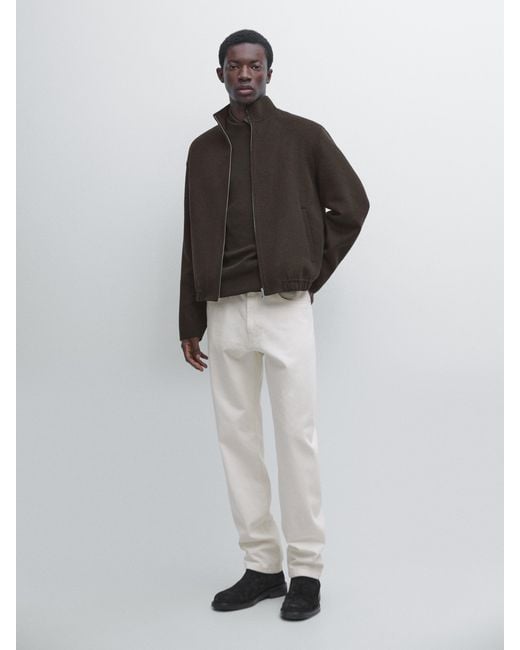 MASSIMO DUTTI Multicolor High-Neck Wool Blend Jacket for men