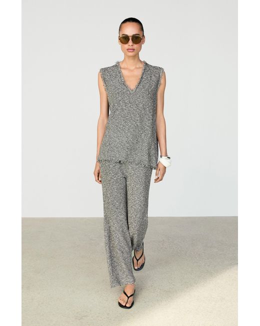 MASSIMO DUTTI Gray Flowing Mottled-Effect Co-Ord Pants