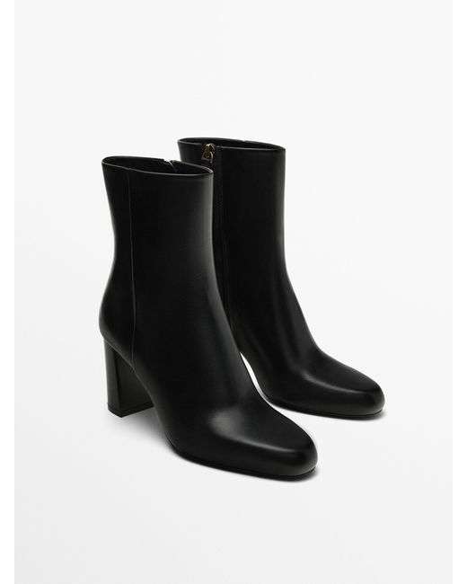 MASSIMO DUTTI Black High-Heel Ankle Boots