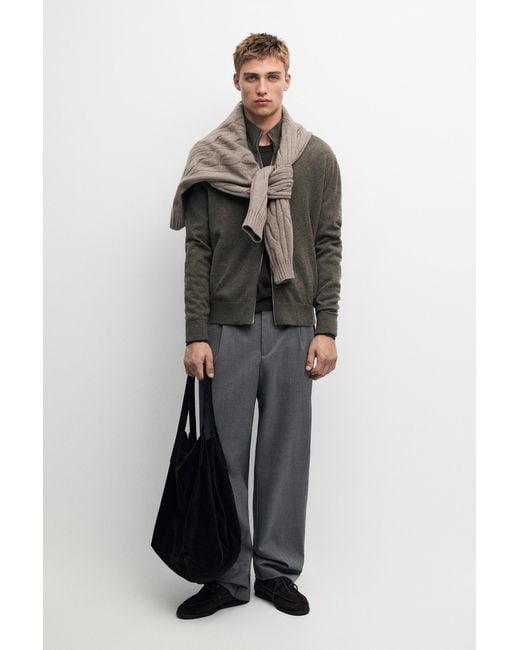 MASSIMO DUTTI Multicolor 100% Cashmere Zip-Up Knit Cardigan for men