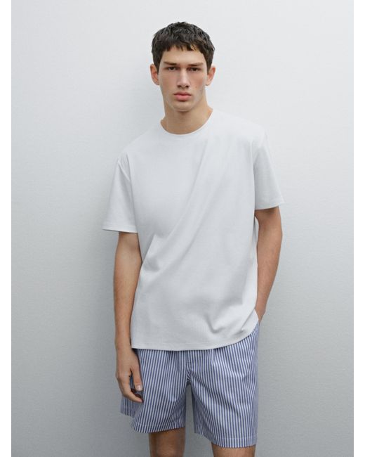 Pijama Camiseta Manga Corta Pantalón Rayas MASSIMO DUTTI de hombre de color White