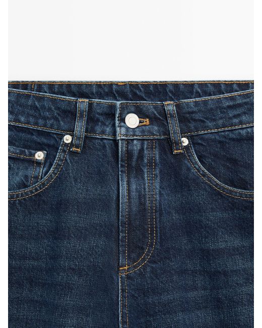 MASSIMO DUTTI Blue Wide-Leg Mid-Rise Jeans