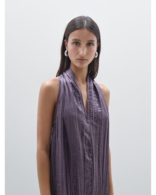 Robe Tube Massimo Dutti Taille 34 Violet - Style Décontracté, Longueur Midi, Occasion Très Bon état