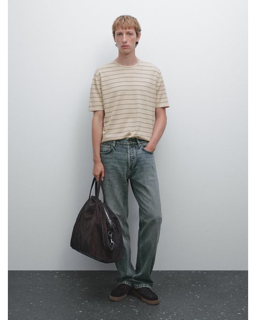 Camiseta Rayas De Punto Ligero MASSIMO DUTTI de hombre de color Gray