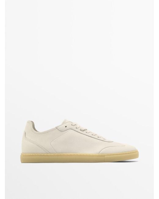 MASSIMO DUTTI White Nubuck Trainers for men