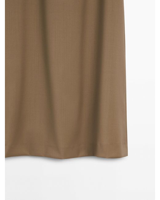 MASSIMO DUTTI Natural Drawstring Midi Skirt