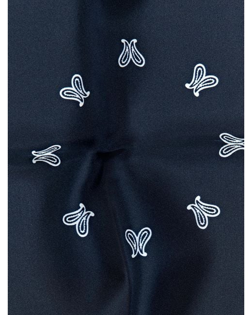 MASSIMO DUTTI Blue 100% Silk Paisley Print Scarf