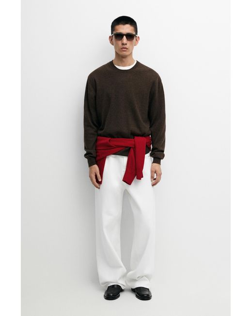 MASSIMO DUTTI Red 100% Cashmere Rib Knit Sweater for men