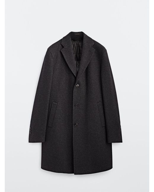 MASSIMO DUTTI Wool Coat With Removable Lining in Gray for Men Lyst