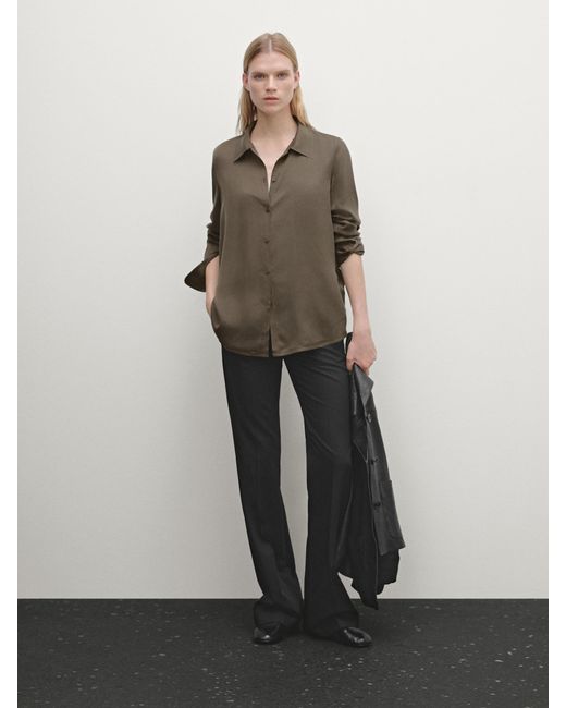 Chemisier Satiné En Soie De Mûrier Mélangée MASSIMO DUTTI en coloris Multicolor