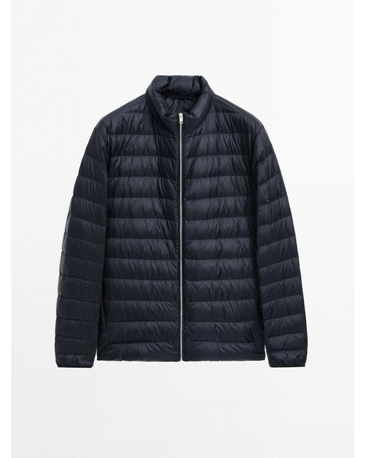 MASSIMO DUTTI Opvouwbaar Lichtgewicht Donsjack in het Blue voor heren