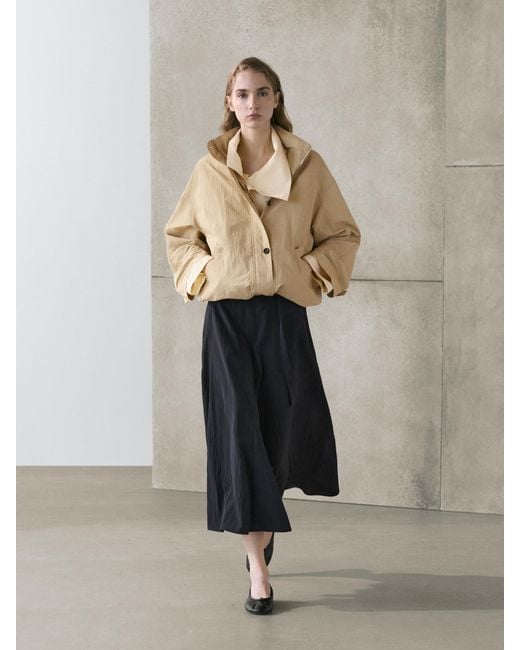 MASSIMO DUTTI White Long Skirt With Belt Detail