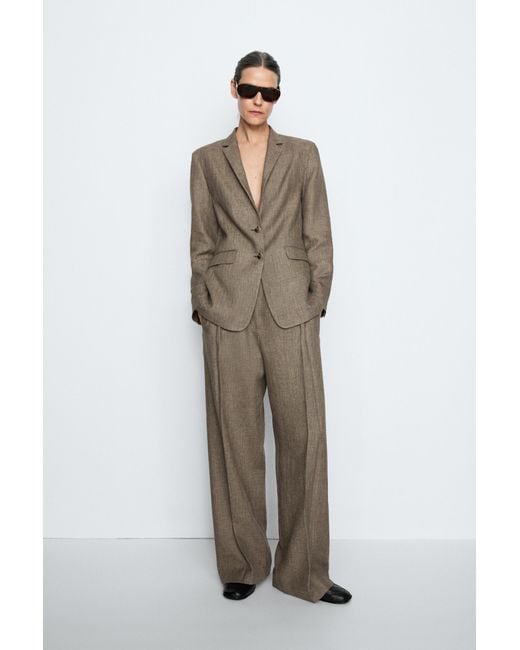 MASSIMO DUTTI Gray Mottled Detail Blazer
