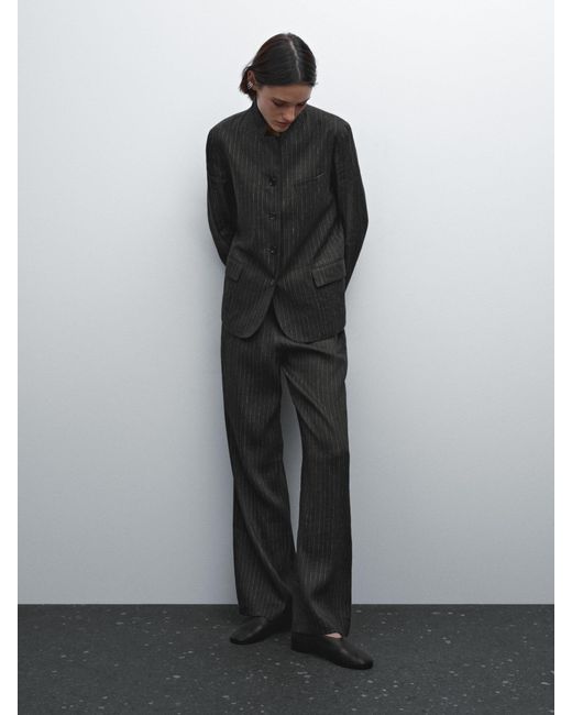MASSIMO DUTTI Black Anzughose Mit Nadelstreifen