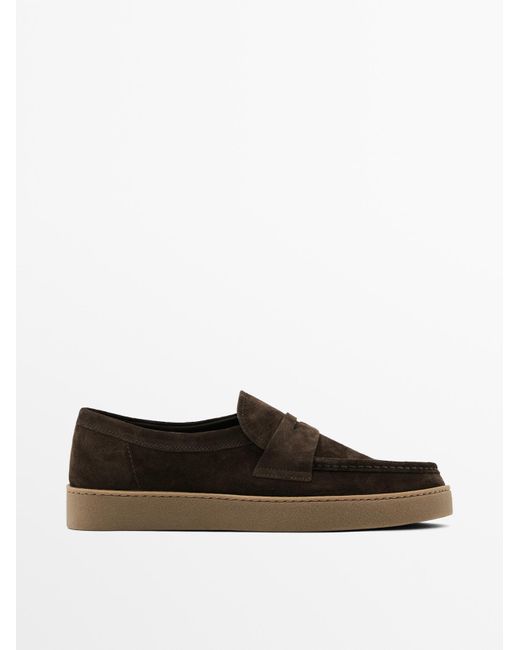 MASSIMO DUTTI Splitsuède Loafers Met Wreefband in het White voor heren