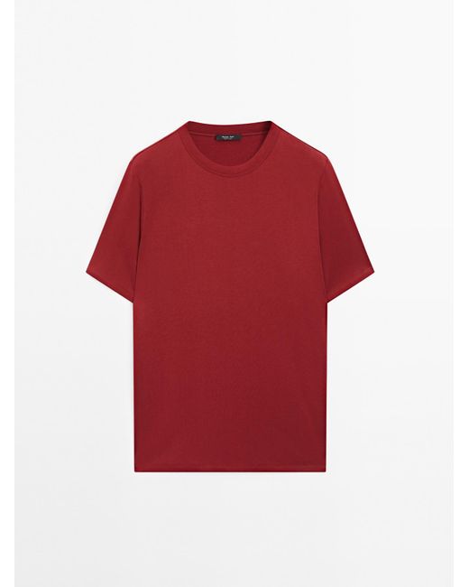 MASSIMO DUTTI T-Shirt Met Korte Mouw Van Katoenmix in het Red voor heren