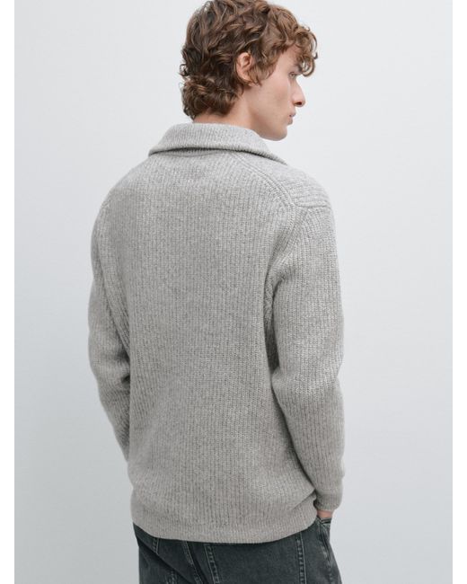 MASSIMO DUTTI Gray Wool Mock Neck Sweater for men