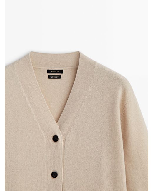 MASSIMO DUTTI Wool Blend Cardigan With Buttons in Natural | Lyst