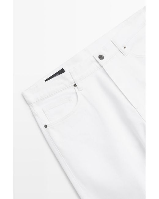 MASSIMO DUTTI White Straight-Leg Denim-Effect Trousers for men